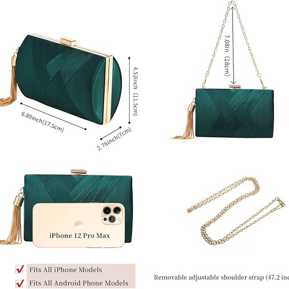 Womens Elegant Tassel Evening Clutch Cross Body & Purse Bag Wedding & Party - Picture 2 of 4